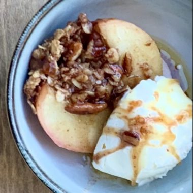 Baked Apples with Ice Cream