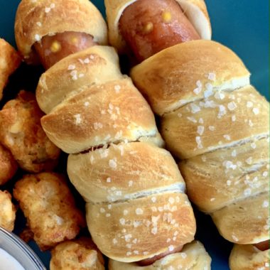 Pretzel Mummy Dogs with tots