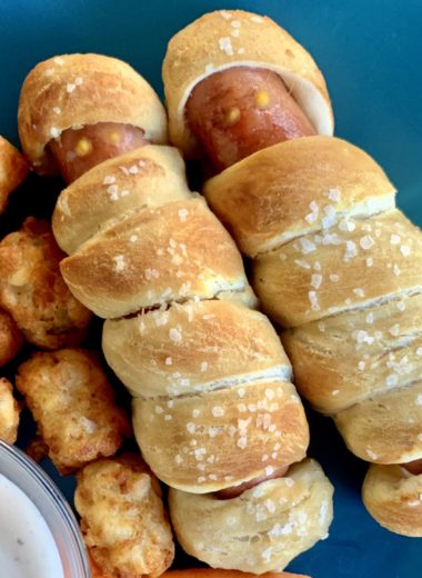 Pretzel Mummy Dogs with tots